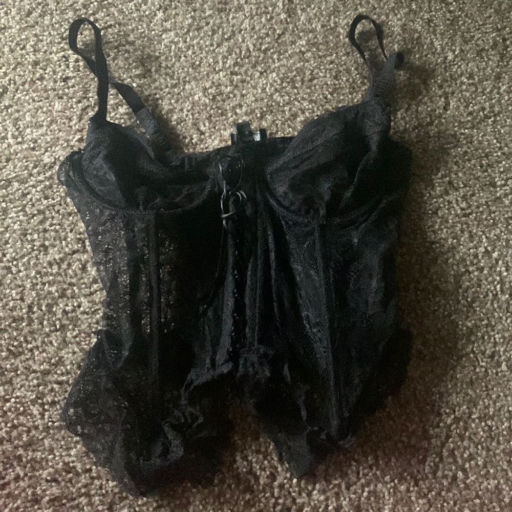 Dolls Kill Widow Black Lace Corset Top